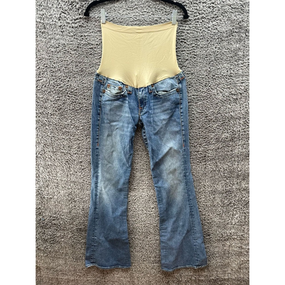 True‎ Religion Maternity Flare Denim Jeans Medium Wash Blue Womens Size 31